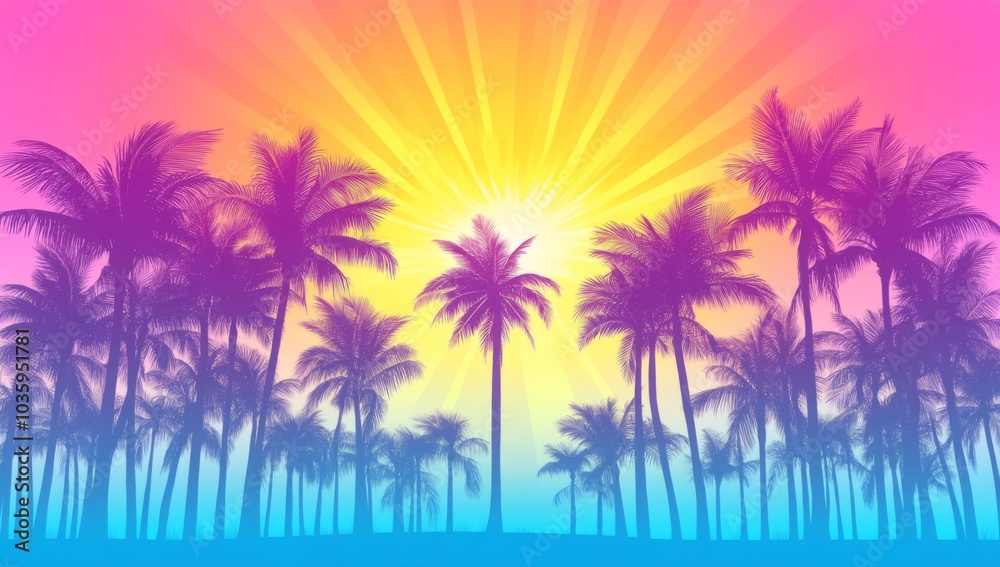 Obraz premium Beautiful sun rays shining through shades of pink, orange, and purple. 