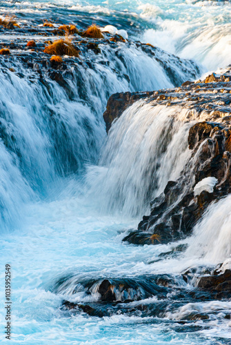 Waterfall in river, in Brúará, Hvitá, south Iceland,  photo