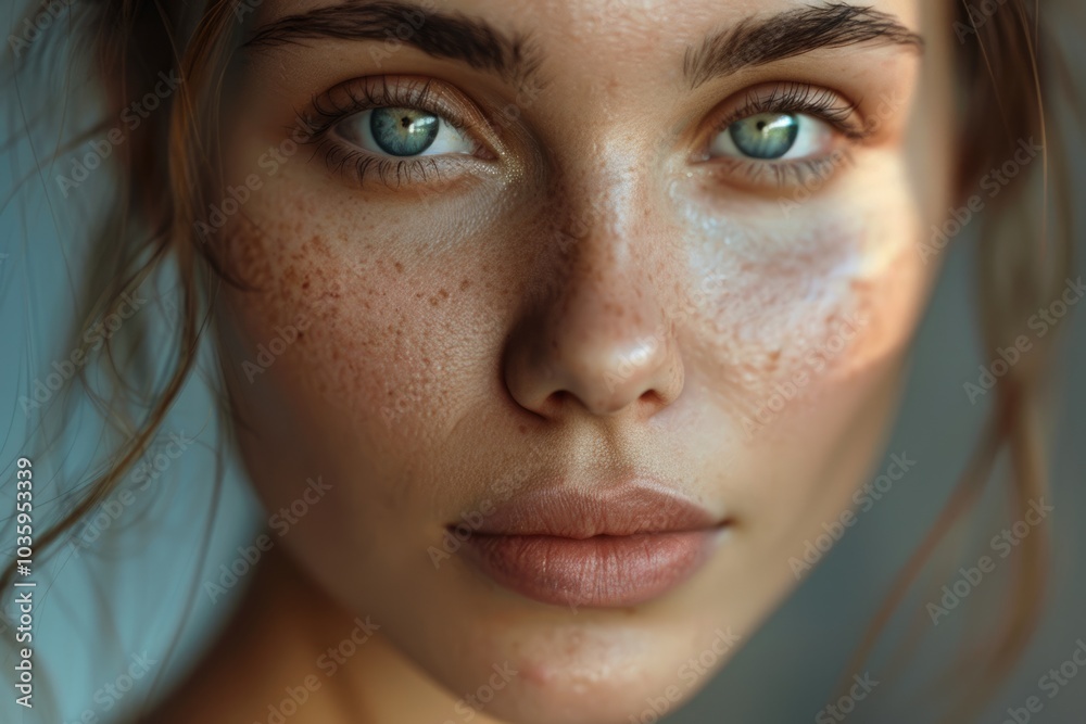 Fototapeta premium Confident woman with wrinkles remembers happy moments or listens to children.