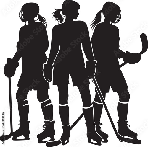 Hockey player Silhouette illustration isolated on a white background