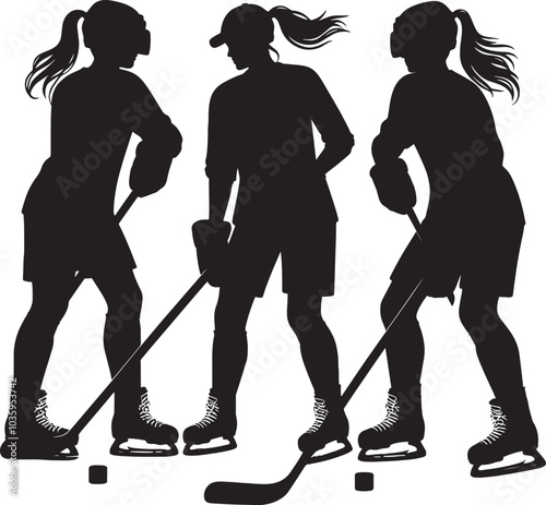 Hockey player Silhouette illustration isolated on a white background