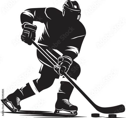 Hockey player Silhouette illustration isolated on a white background