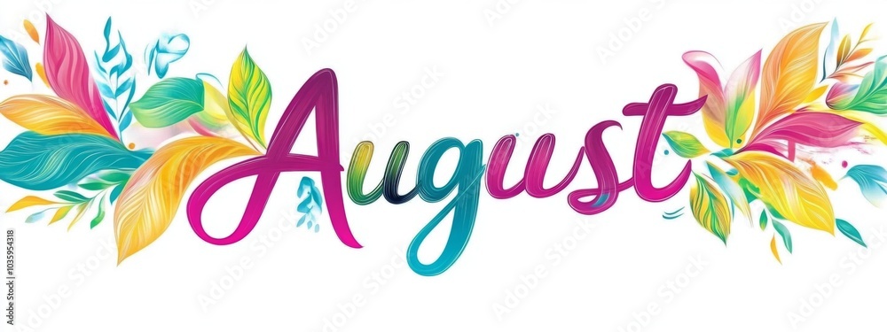 Fototapeta premium Eye-catching rainbow lettering for the name August.
