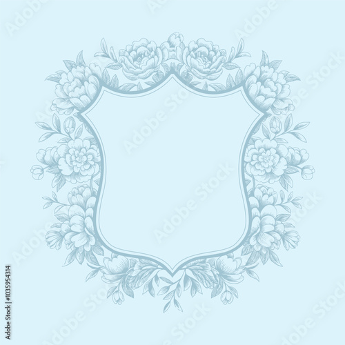 Floral Wedding monogram crest design. Vintage wedding monogram design. Wedding initial.