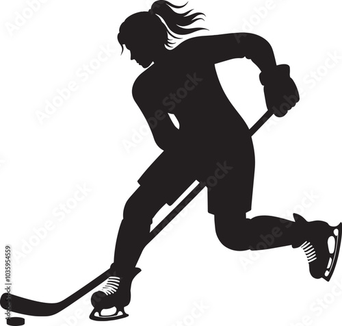 Hockey player Silhouette illustration isolated on a white background