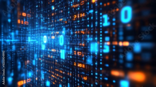 Wallpaper Mural The glowing neon binary code tunnel immerses the viewer in a digital realm. Torontodigital.ca