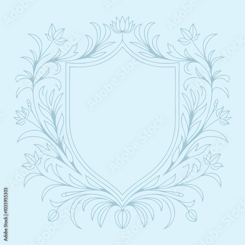 Floral Wedding monogram crest design. Vintage wedding monogram design. Wedding initial.