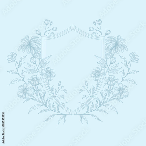 Floral Wedding monogram crest design. Vintage wedding monogram design. Wedding initial.