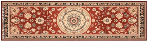 Traditional Persian rugs, cultural element, vector art, rich colors, isolated on white background