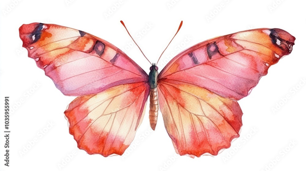 Fototapeta premium Isolated watercolor butterfly on white background