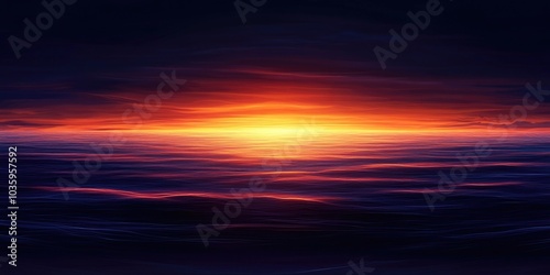 Stunning blue and orange sky over the sea creates a natural background texture for various uses