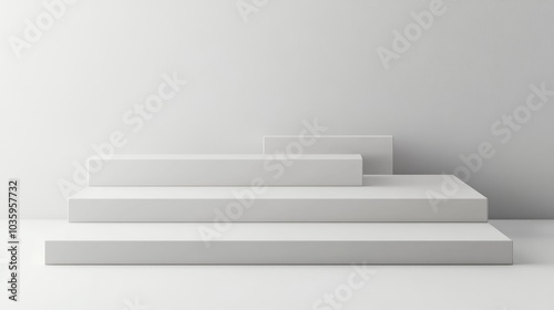 Obraz na płótnie Empty podium or pedestal showcased on a white background featuring a box stand concept Blank product display shelf as a backdrop 3D rendering w salonie