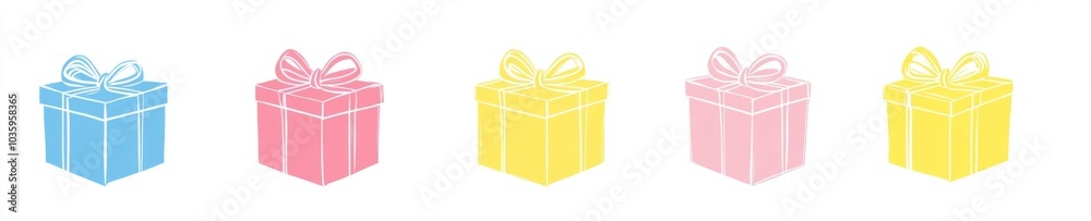 Obraz premium Elegant illustration featuring Christmas gifts in a minimalist style.