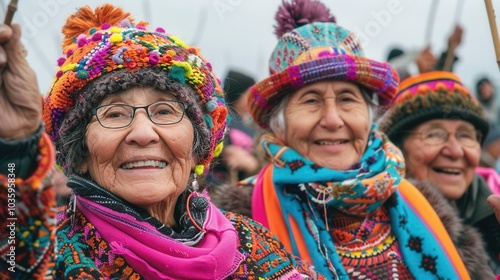 Joyful Cultural Parade Celebrating Indigenous Heritage with Traditional Attire. Generative ai