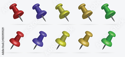 3d Push pin vector set