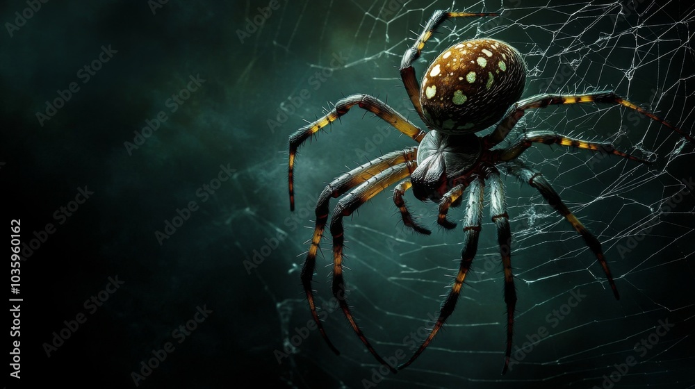 Obraz premium Isolated Black Background with Spider