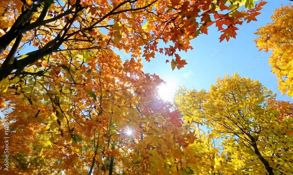 Autumn colorful bright leaves swinging in a tree in an autumnal park. Autumn colorful background fall backdrop Autumn colorful bright leaves swinging in a tree in an autumnal park. Autumn colorful background fall backdrop
