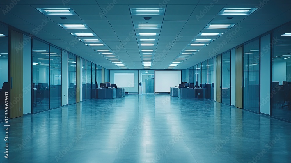 Fototapeta premium Modern office space with a minimalist design.