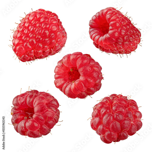 Juicy fresh red raspberries