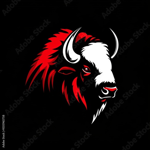 Wallpaper Mural Logo with bison head in white, black and red. Torontodigital.ca