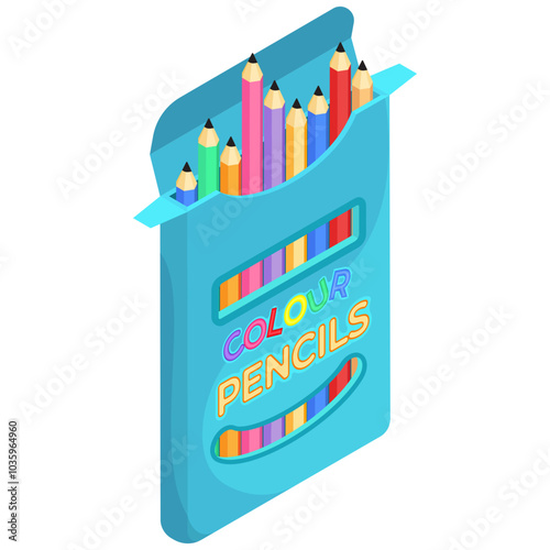 Color Pencil Box Isometric Icon