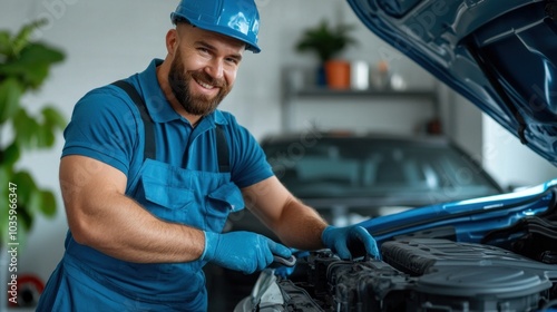 Automotive engineer inspecting electric vehicle components on an assembly line, highlighting the shift towards sustainable manufacturing in the automotive industry photo