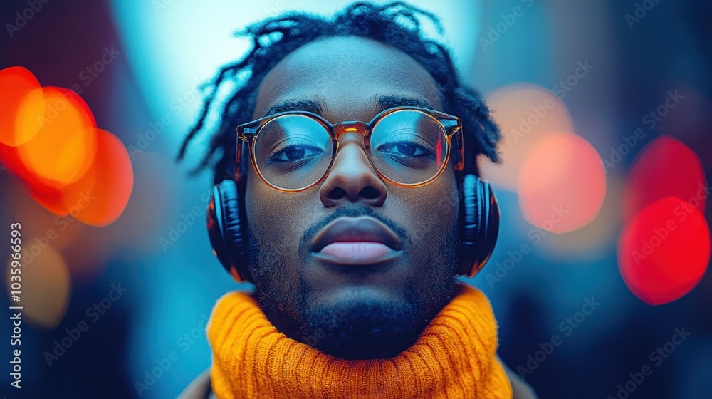 Employee with noise-canceling headphones, deeply focused on work, representing concentration and minimizing distractions for better output Employee with noise-canceling headphones, deeply focused on work, representing concentration and minimizing distractions for better output