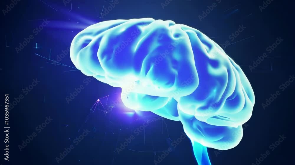 A glowing blue brain image surrounded by digital sparks symbolizing creativity, intelligence, and the power of human thought in a futuristic context. A glowing blue brain image surrounded by digital sparks symbolizing creativity, intelligence, and the power of human thought in a futuristic context.