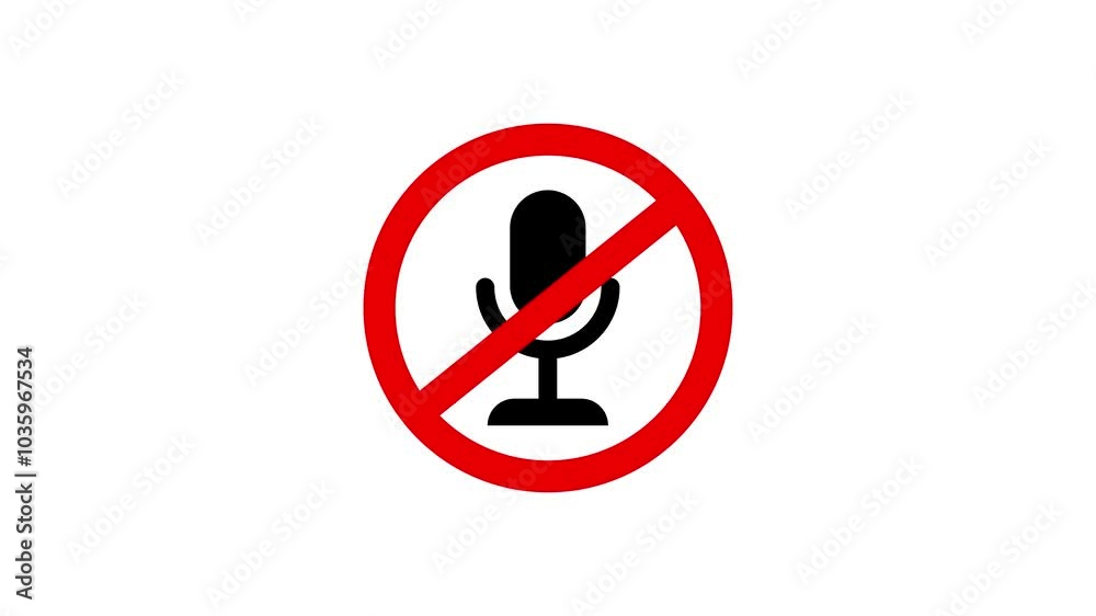 microphone with a prohibition sign., No allowed microphone icon animation, No recording or no microphone. microphone with a prohibition sign., No allowed microphone icon animation, No recording or no microphone.