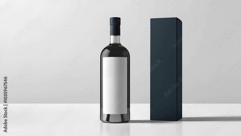 Blank liquor bottle and box, mockup. Blank liquor bottle and box, mockup.