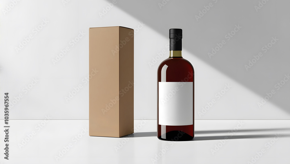 Blank liquor bottle and box, mockup. Blank liquor bottle and box, mockup.