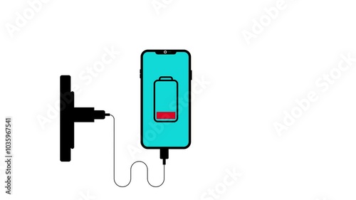 Smart phone or tablet battery life increasing with charge , smartphone or mobile phone charging with battery charge indicator, charging battery technology concept. 