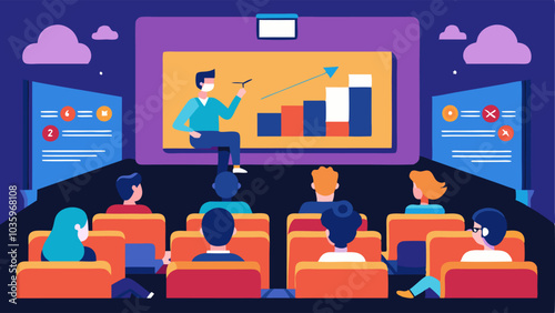 Large highdefinition screens lined the walls of the theater providing students with visual aids and interactive presentations.