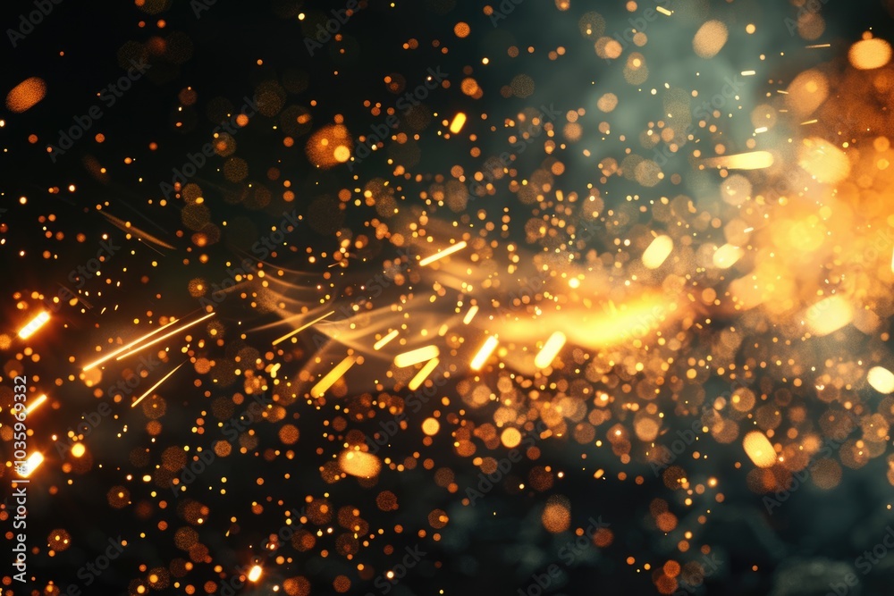 Obraz premium Continuous glowing sparks in darkness.