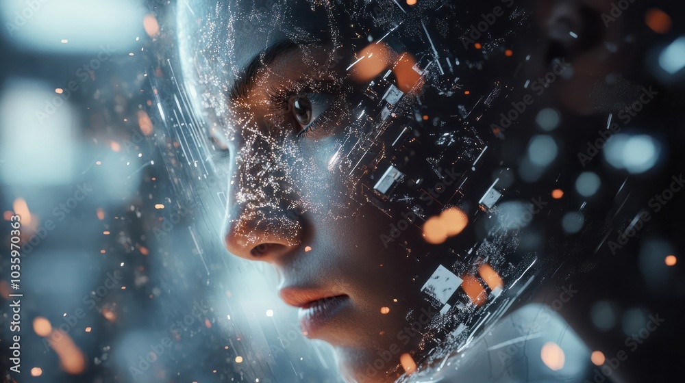Conceptual image of AI in creative design with tools generating digital art and graphics Conceptual image of AI in creative design with tools generating digital art and graphics
