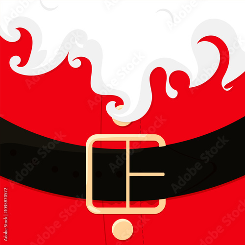 Santa Claus illustration. Part of the suit and beard of Santa Claus. New Year.