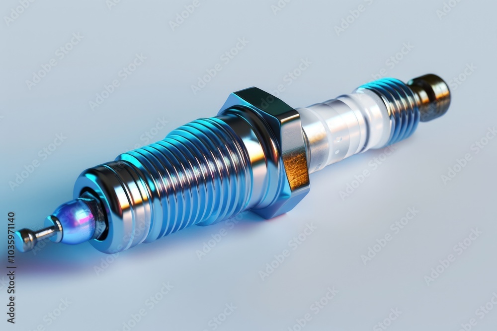 Spark plug for cars with a gasoline engine on an isolated white background Spark plug for cars with a gasoline engine on an isolated white background