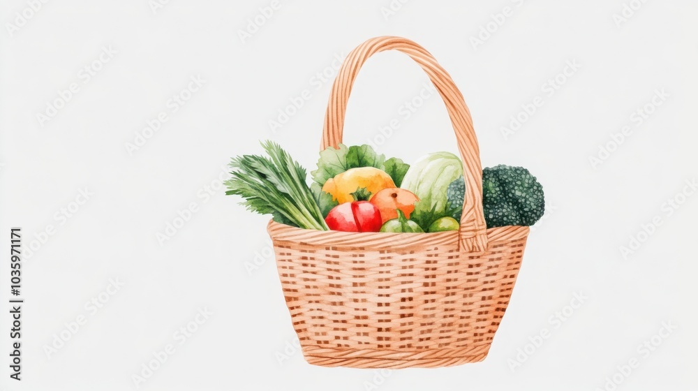 Autumn Harvest Basket Filled with Fresh Vegetables Autumn Harvest Basket Filled with Fresh Vegetables