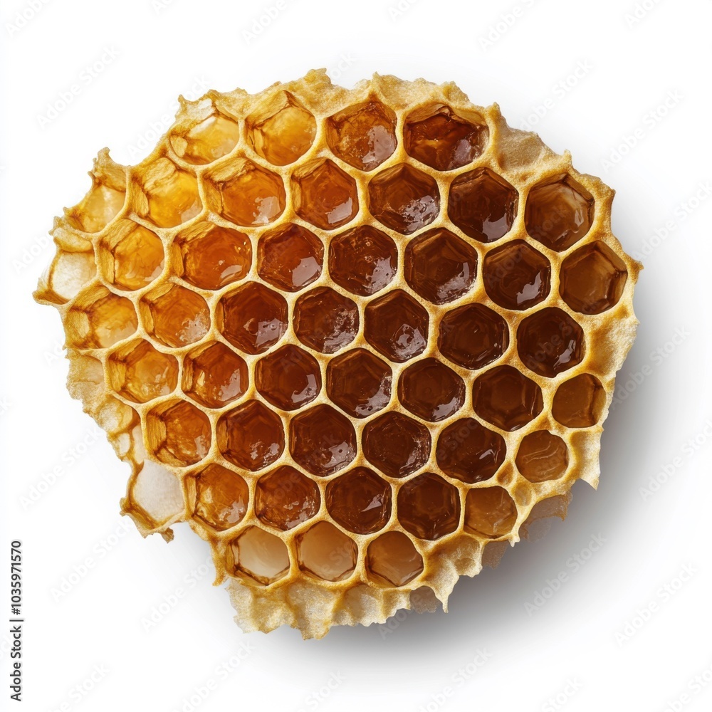 Close-up of honeycomb isolated on white background showcasing hexagonal patterns Close-up of honeycomb isolated on white background showcasing hexagonal patterns