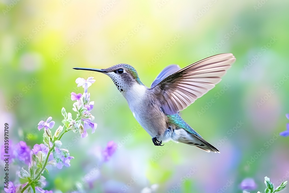 Fototapeta premium Hummingbird flying in nature 