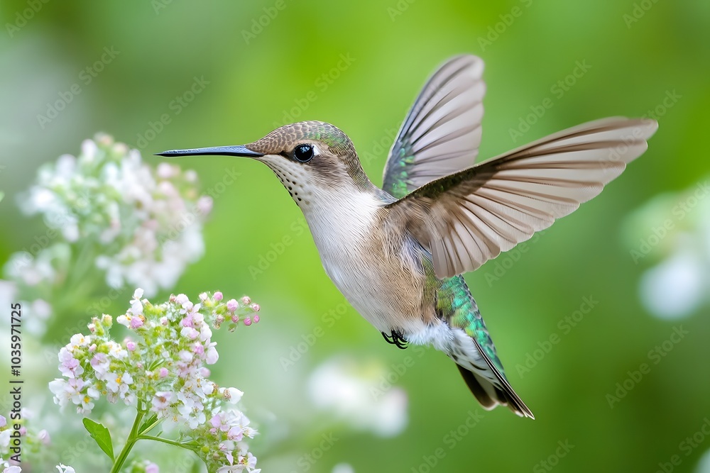 Fototapeta premium Hummingbird flying in nature 