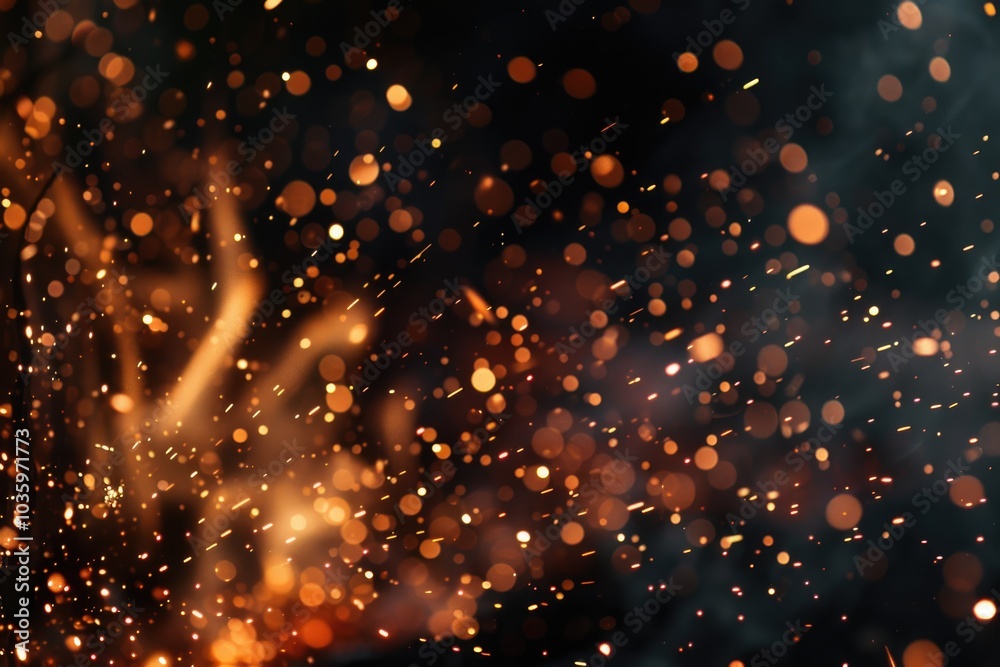 Fototapeta premium sparks like particles floating in air over black background