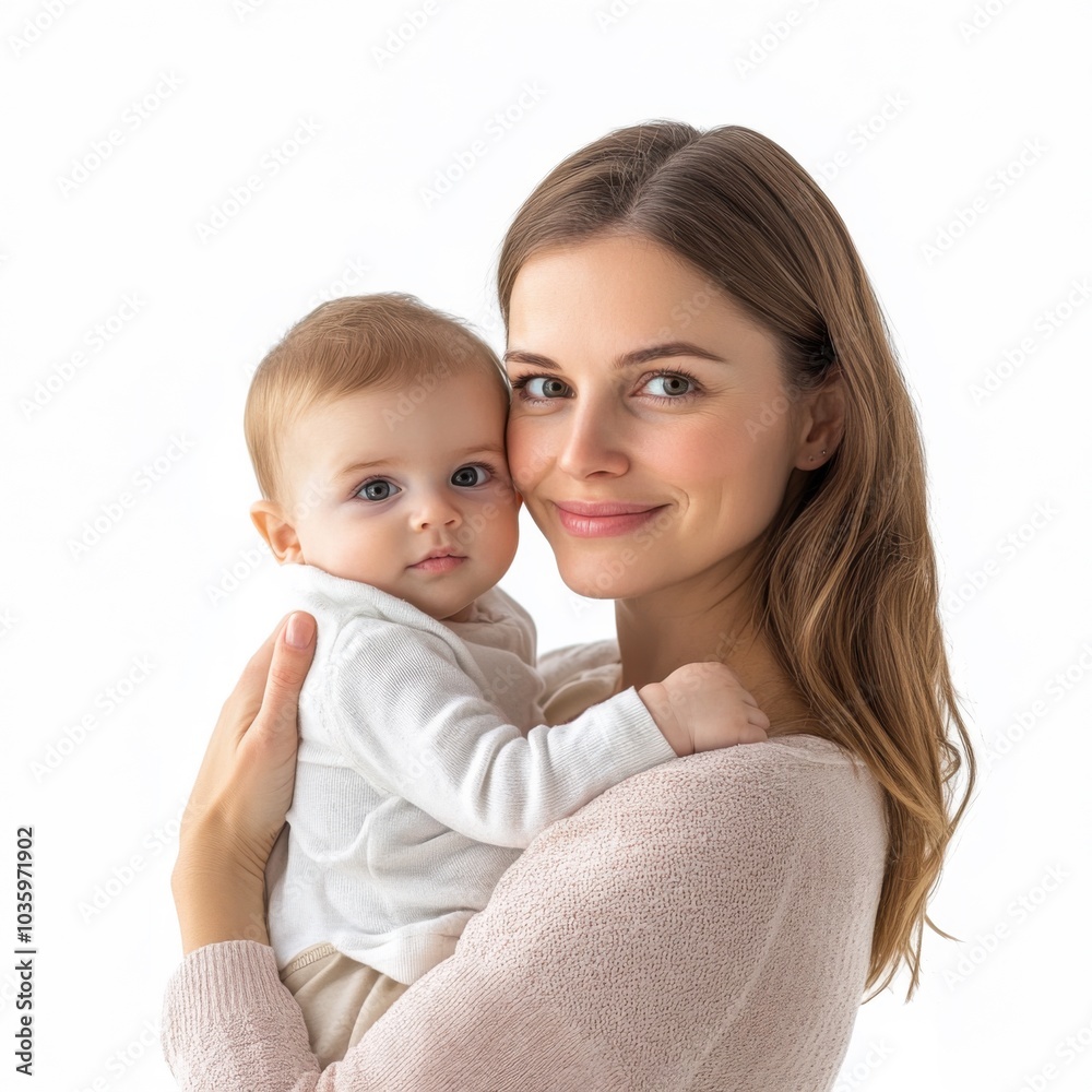Caucasian mother lovingly holding baby indoors during a tender bonding moment Caucasian mother lovingly holding baby indoors during a tender bonding moment