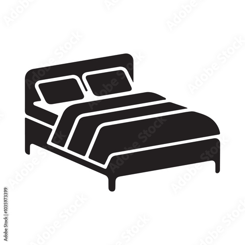 Bed icon silhouette vector illustration