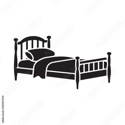 Bed icon silhouette vector illustration