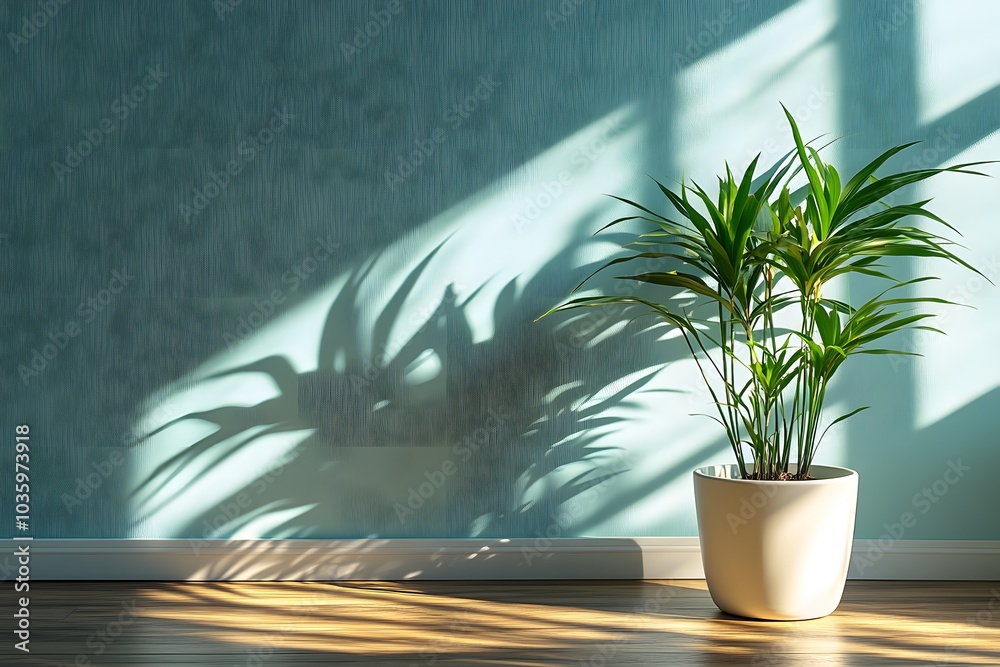 Minimalist interior design with plant in pot Minimalist interior design with plant in pot