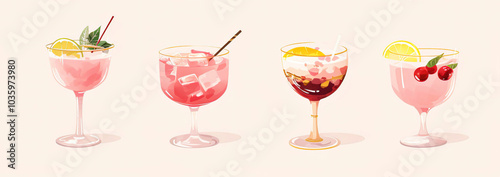 Christmas cocktail drinks. Watercolor illustration banner
