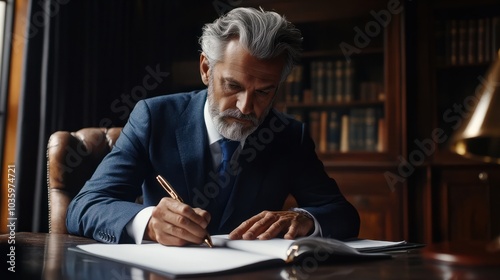 Professional Businessman Signing a Legal Document