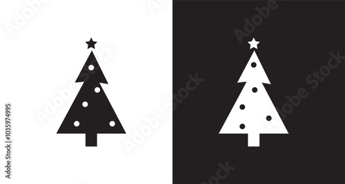 Christmas tree with decorations solid icon, Christmas and New Year concept, spruce with star and garland sign on white background, holiday attribute icon in glyph style. Vector graphics. stock illustr