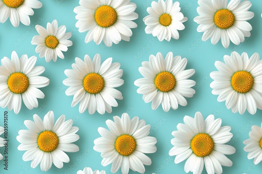 Daisy pattern on turquoise background Daisy pattern on turquoise background